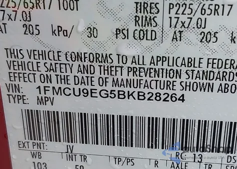 2011 Ford Escape Limited из США, поврежденный, VIN 1FMCU9EG5BKB28264